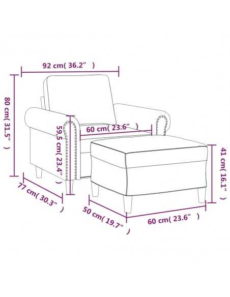 Fauteuil avec repose-pied Noir 60 cm Similicuir