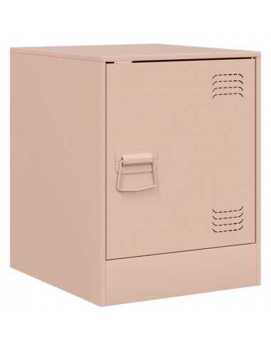 Table de chevet rose 34,5x39x44 cm acier