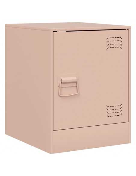 Table de chevet rose 34,5x39x44 cm acier