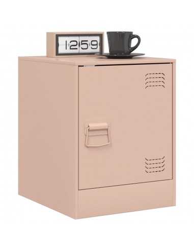 Table de chevet rose 34,5x39x44 cm acier