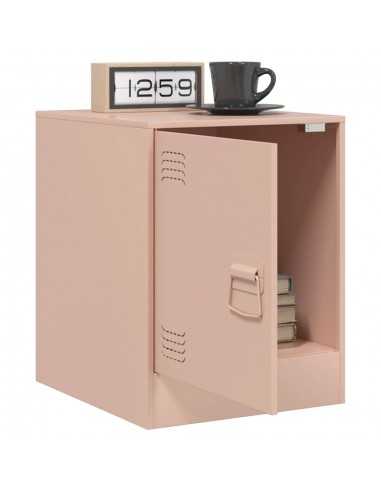 Table de chevet rose 34,5x39x44 cm acier