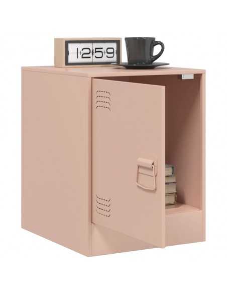 Table de chevet rose 34,5x39x44 cm acier