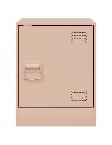 Table de chevet rose 34,5x39x44 cm acier