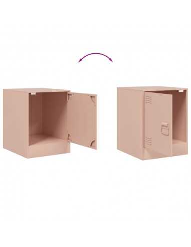 Table de chevet rose 34,5x39x44 cm acier