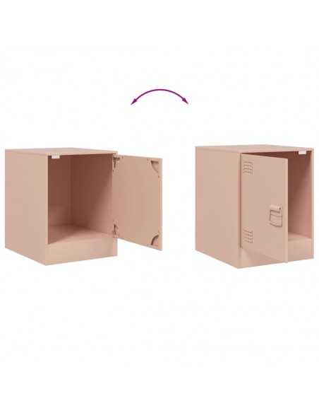 Table de chevet rose 34,5x39x44 cm acier