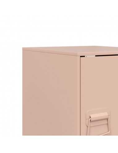 Table de chevet rose 34,5x39x44 cm acier