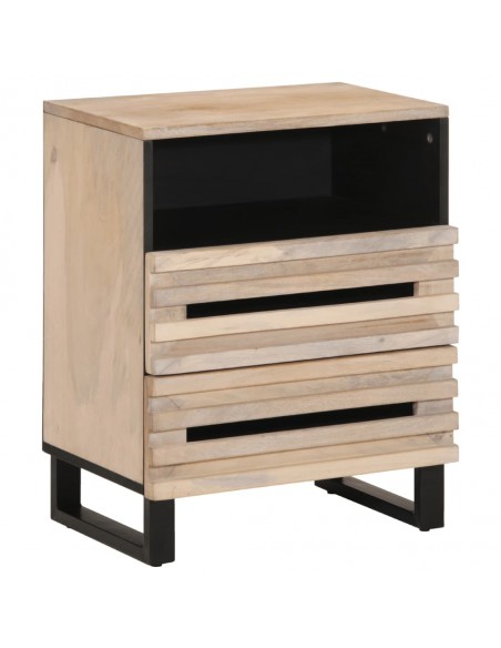 Table de chevet 50x34x62 cm bois de manguier massif brut