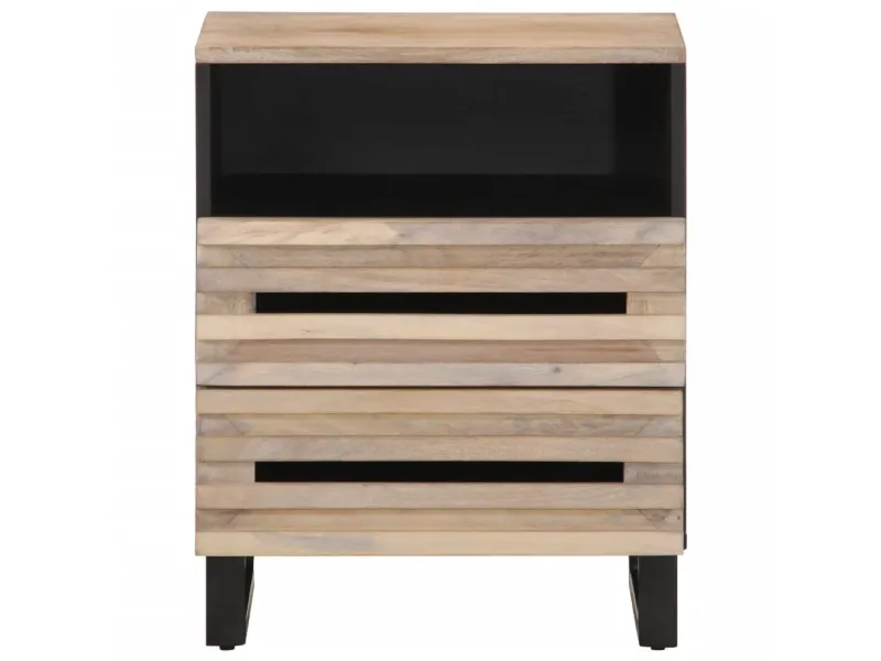 Table de chevet 50x34x62 cm bois de manguier massif brut