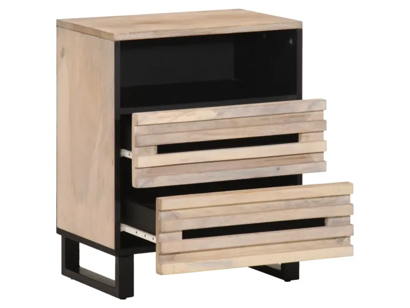 Table de chevet 50x34x62 cm bois de manguier massif brut