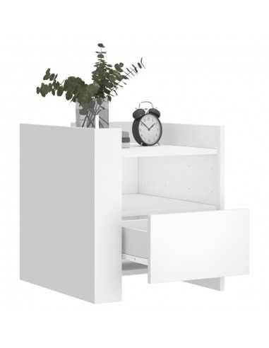 Table de chevet blanc 45x50x50 cm bois d’ingénierie