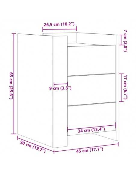 Table de chevet chêne sonoma 45x50x65 cm bois d’ingénierie
