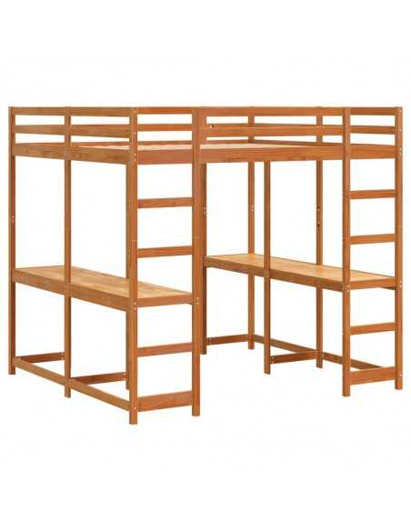 Lit superposé et bureau et échelle 180x200cm bois de pin massif