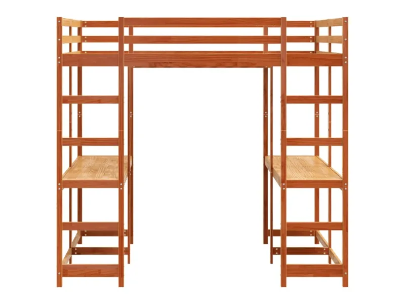 Lit superposé et bureau et échelle 180x200cm bois de pin massif
