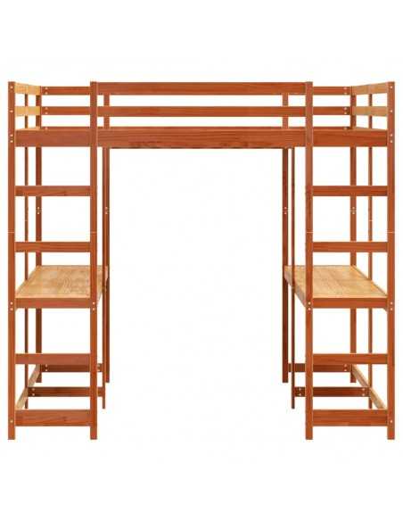 Lit superposé et bureau et échelle 180x200cm bois de pin massif