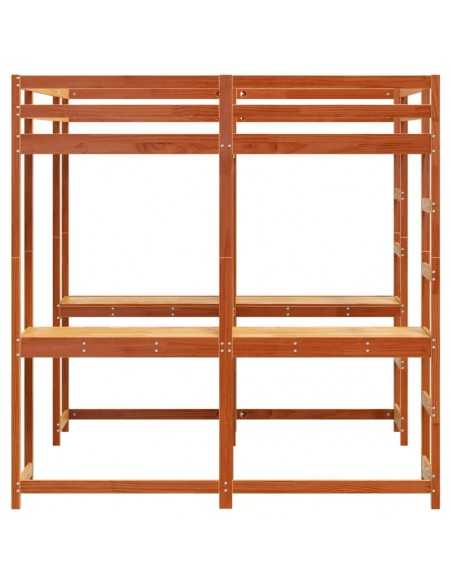 Lit superposé et bureau et échelle 180x200cm bois de pin massif