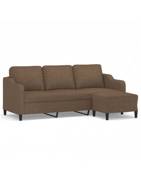 Canapé à 3 places avec repose-pieds Marron 180 cm Tissu
