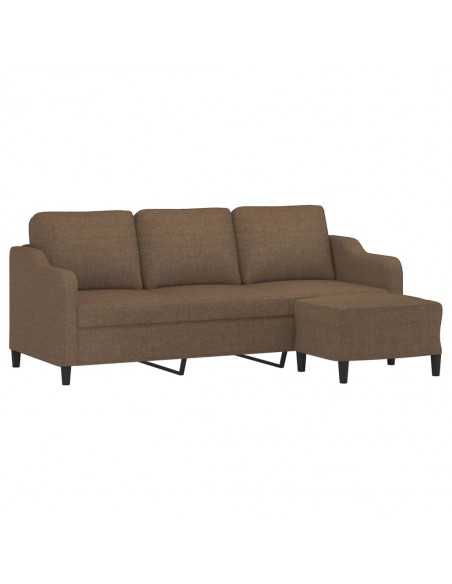 Canapé à 3 places avec repose-pieds Marron 180 cm Tissu