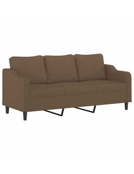 Canapé à 3 places avec repose-pieds Marron 180 cm Tissu