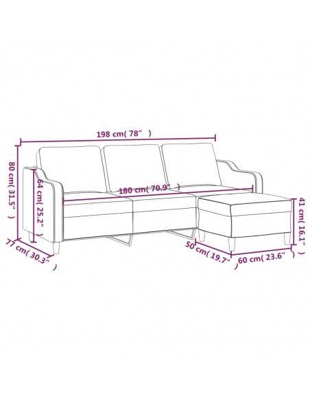 Canapé à 3 places avec repose-pieds Marron 180 cm Tissu