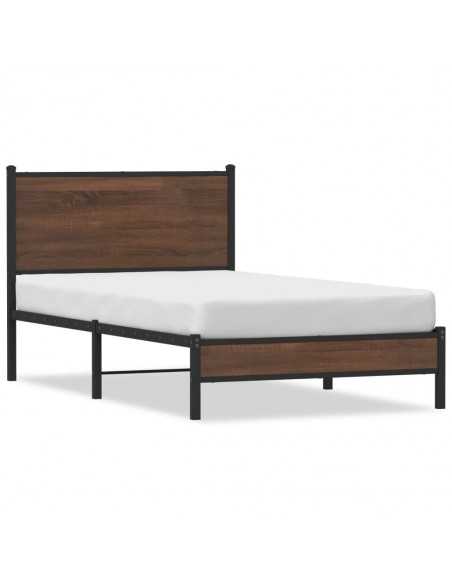 Cadre de lit en métal sans matelas chêne marron 100x190 cm