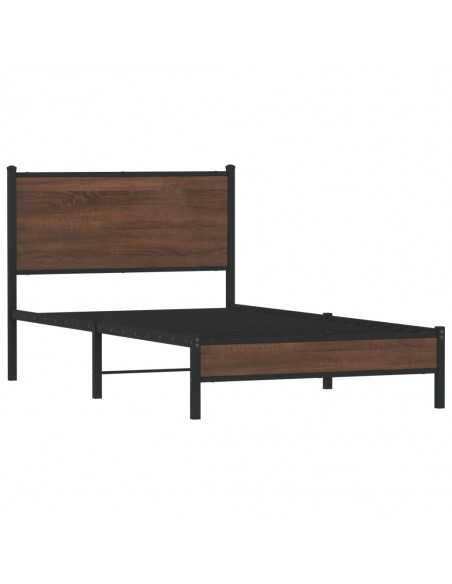 Cadre de lit en métal sans matelas chêne marron 100x190 cm