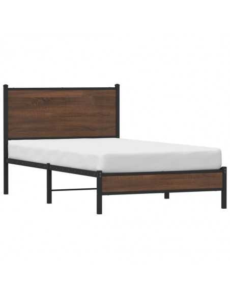 Cadre de lit en métal sans matelas chêne marron 100x190 cm