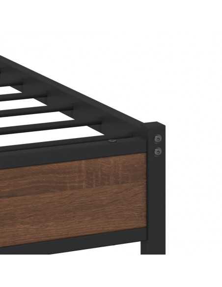 Cadre de lit en métal sans matelas chêne marron 100x190 cm