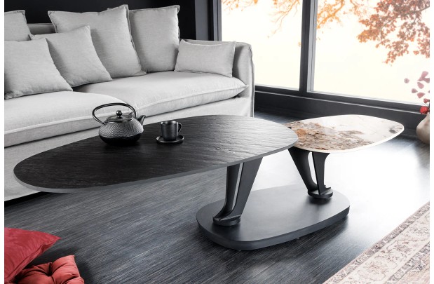 Table d'appoint design en verre / métal argenté Table d'appoint  |l...