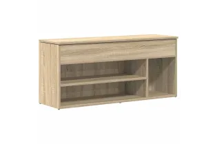 Banc à chaussures chêne sonoma 102x30,5x45 cm bois d'ingénierie 2