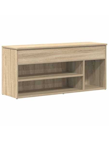Banc à chaussures chêne sonoma 102x30,5x45 cm bois d'ingénierie