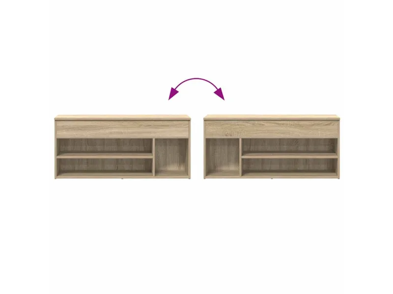 Banc à chaussures chêne sonoma 102x30,5x45 cm bois d'ingénierie