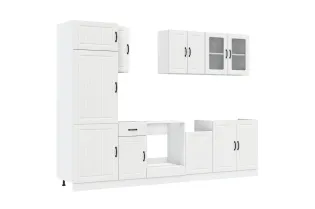 Ensemble d'armoires cuisine 8pcs Kalmar blanc bois d'ingénierie 2