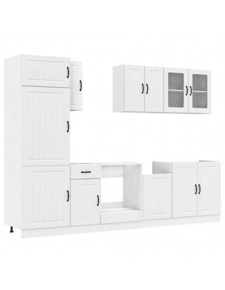 Ensemble d'armoires cuisine 8pcs Kalmar blanc bois d'ingénierie