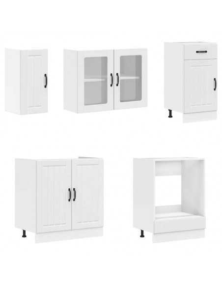 Ensemble d'armoires cuisine 8pcs Kalmar blanc bois d'ingénierie
