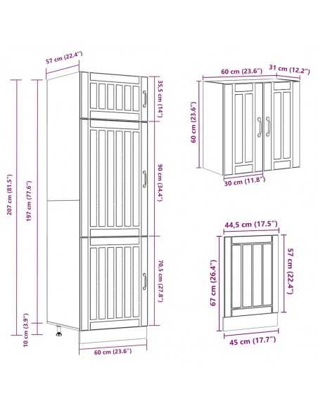 Ensemble d'armoires cuisine 8pcs Kalmar blanc bois d'ingénierie