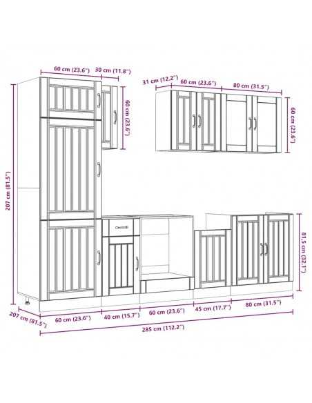 Ensemble d'armoires cuisine 8pcs Kalmar blanc bois d'ingénierie