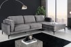 Canapé d'angle design MANHATTAN 295cm velours gris foncé ressorts ensachés 3 places pieds métal