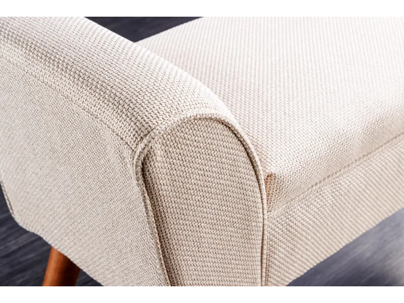 Banc SCARLETT 90 cm – Élégance rétro en tissu texturé beige