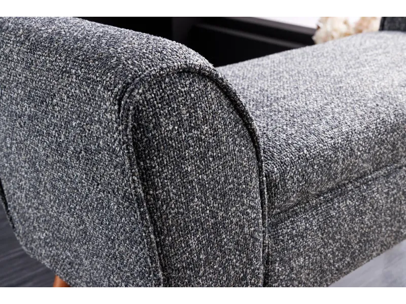 Banquette SCARLETT 90 cm en bouclé anthracite – Élégance et confort rétro