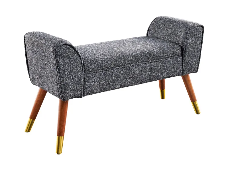 Banquette SCARLETT 90 cm en bouclé anthracite – Élégance et confort rétro