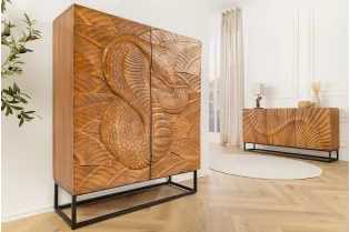 Buffet haut SNAKE 120 cm marron | Buffet moderne bois massif – Adenia Home