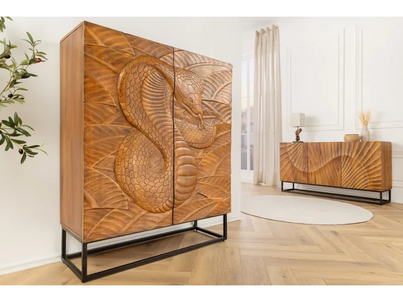 Buffet haut SNAKE 120 cm marron | Buffet moderne bois massif – Adenia Home