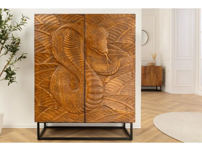 Buffet haut SNAKE 120 cm marron | Buffet moderne bois massif – Adenia Home