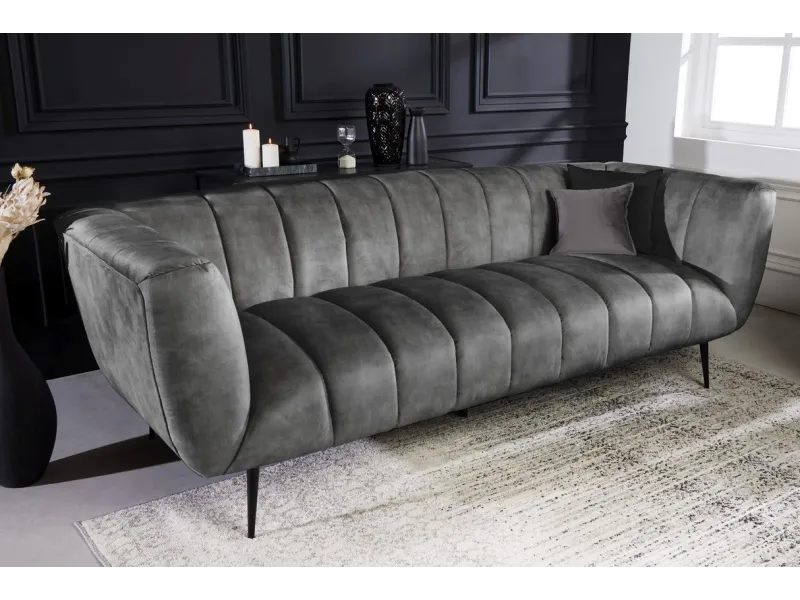 Canapé vert émeraude style rétro 225cm pas cher