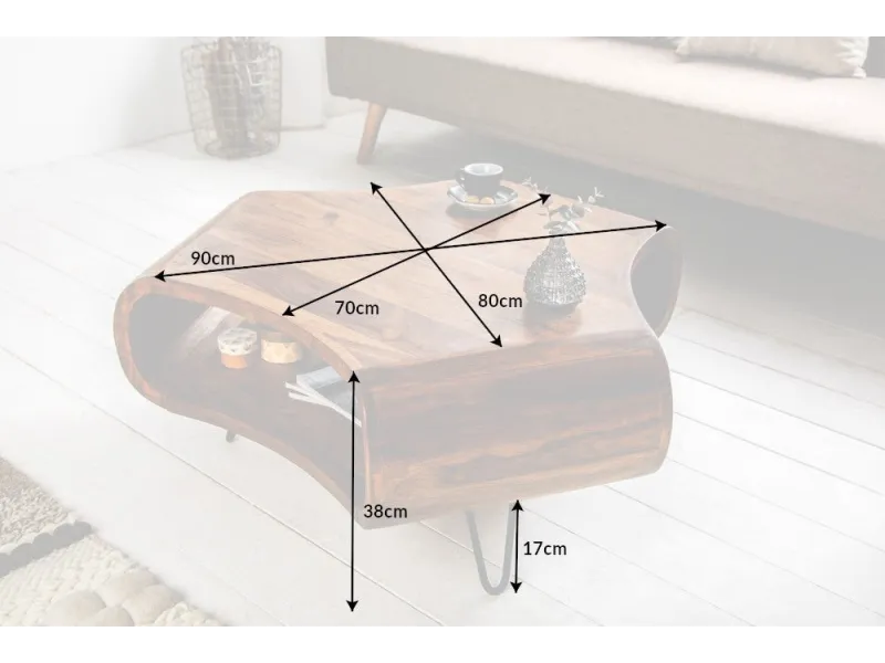 Table Basse Sheesham 90 cm | Table Basse Bois Massif Salon