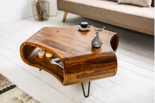 Table Basse Sheesham 90 cm | Table Basse Bois Massif Salon