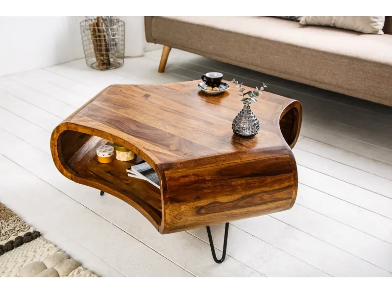 Table Basse Sheesham 90 cm | Table Basse Bois Massif Salon