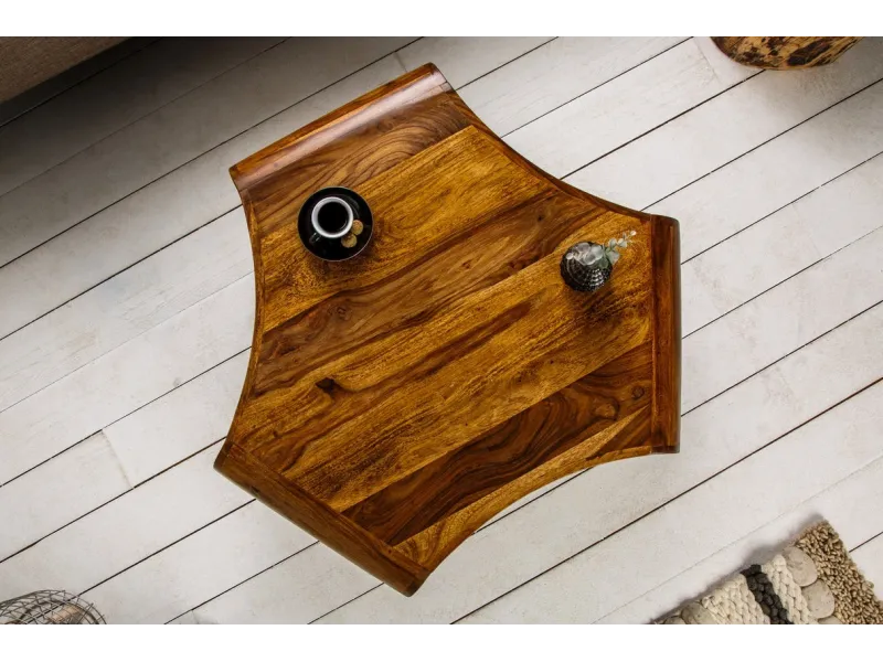 Table Basse Sheesham 90 cm | Table Basse Bois Massif Salon