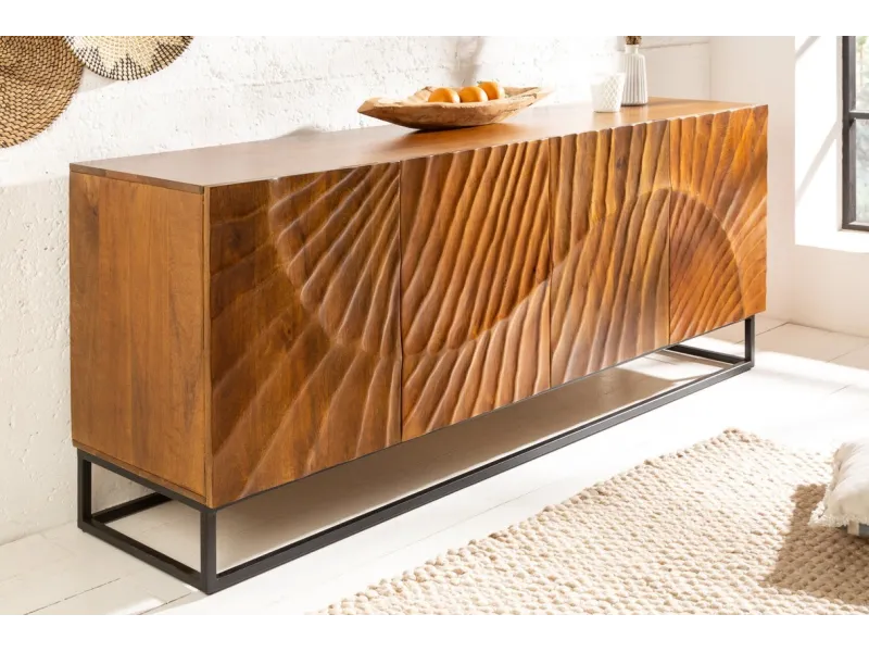 Buffet SCORPION 180cm Bois massif de Manguier Marron 3D - Adenia Home