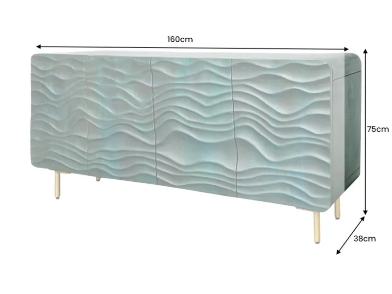 Buffet WAVE 160 cm turquoise | Buffet moderne design en bois massif – Adenia Home